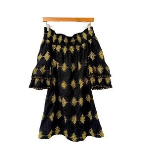 Boston Proper Black & Gold Metallic Off-the-Shoulder Mini Dress Size Small